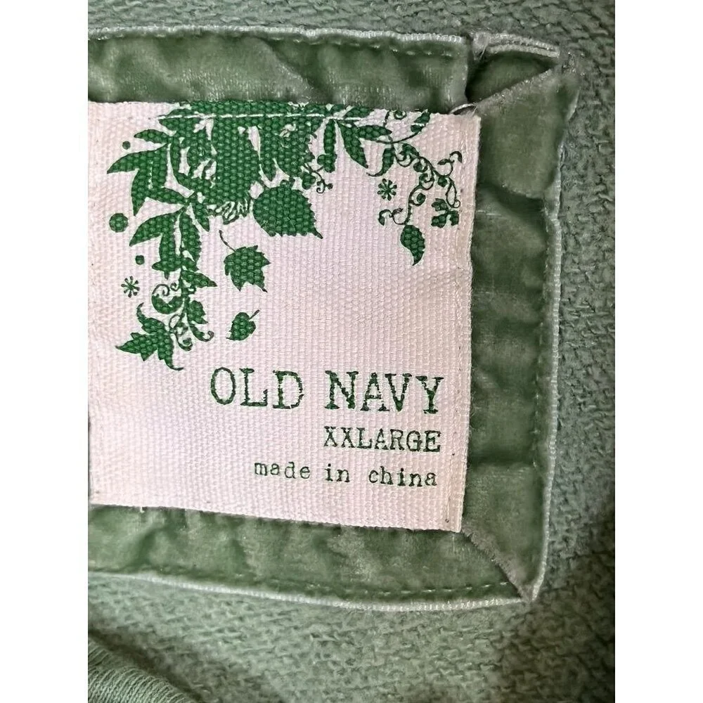 Retro Hoodie Sweatshirt 2X Green Full Zip Chevron Skater Grunge Streetwear 80s - Picture 2 of 10